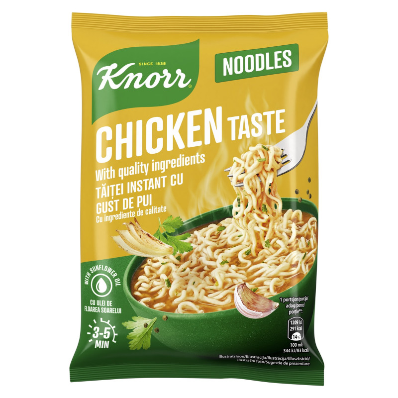 Greitai paruošiami makaronai vištienos skonio KNORR 61g