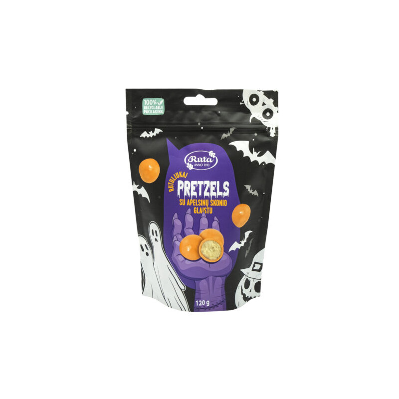 Rutuliukai  Pretzels  su apelsinų skonio glaistu 120g