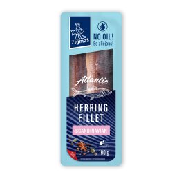 Skandinaviško stiliaus mažai sūdyta atlantinių silkių filė be aliejaus  Zigmas , 190g
