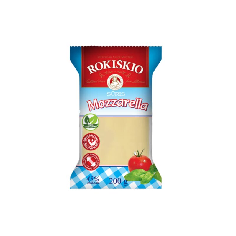 Sūris Mozzarella 45% 200g Rokiškio