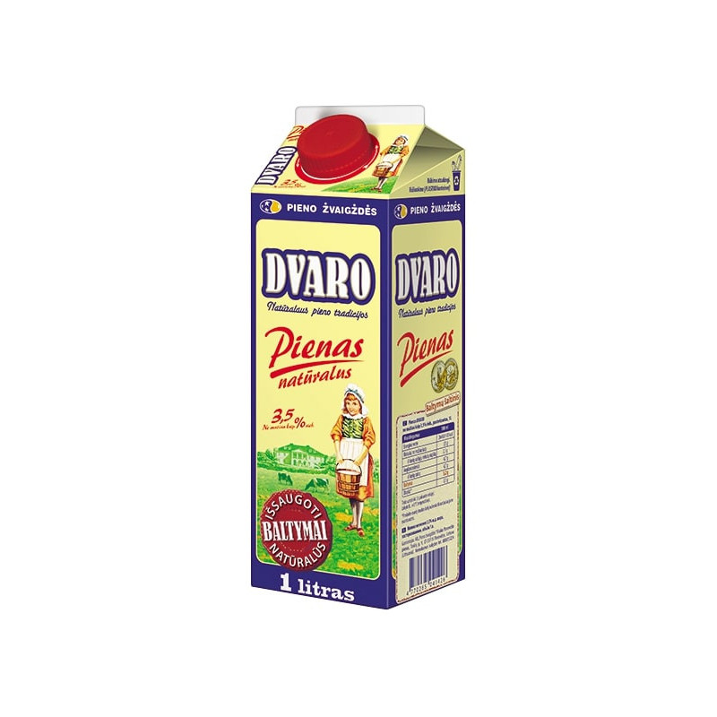Natūralus DVARO pienas, 3.5% rieb., 1l