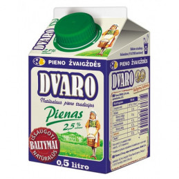 DVARO pienas 2.5% rieb., 500ml