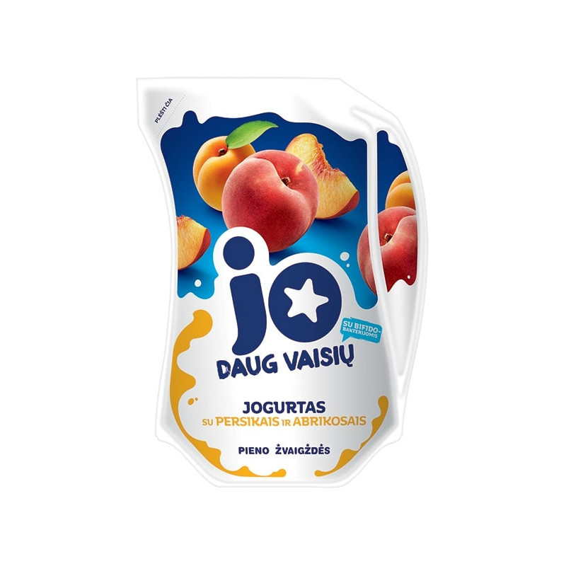 Jogurtas JO su persikais, abrikosais ir bifidobakterijomis 2,4% rieb., 900g