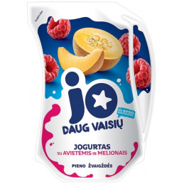Jogurtas JO su  avietėmis, melionais ir bifidobakterijomis 2,4% rieb.,900g