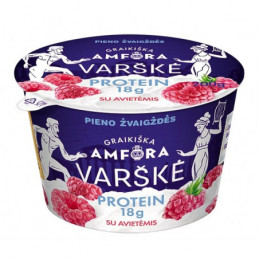 Varškė "Graikiška Amfora protein" 200g, 0.8% rieb., su avietėmis