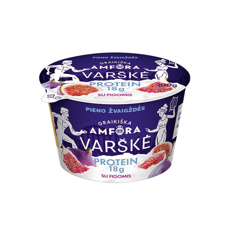 Varškė "Graikiška Amfora protein"  200g, 0.8% rieb. su figomis