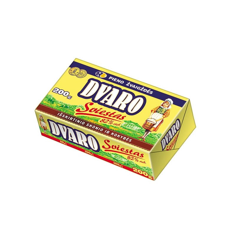 Saldžios grietinėlės sviestas DVARO 82% rieb., 200g
