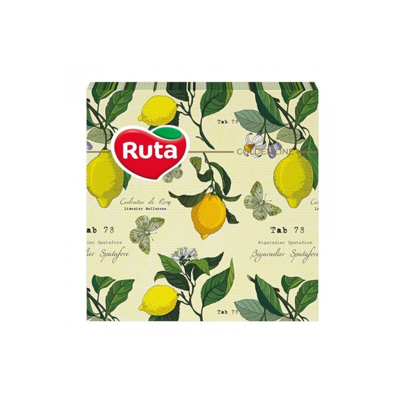 Servetėlės RŪTA citrinos 33*33cm 20vnt 3 sluoksnių