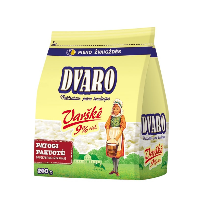 Pusriebė DVARO varškė 200g, 9% riebumo