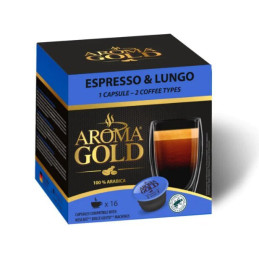 Kavos kapsulės  Aroma Gold  Espresso&Lungo, 16vnt128g