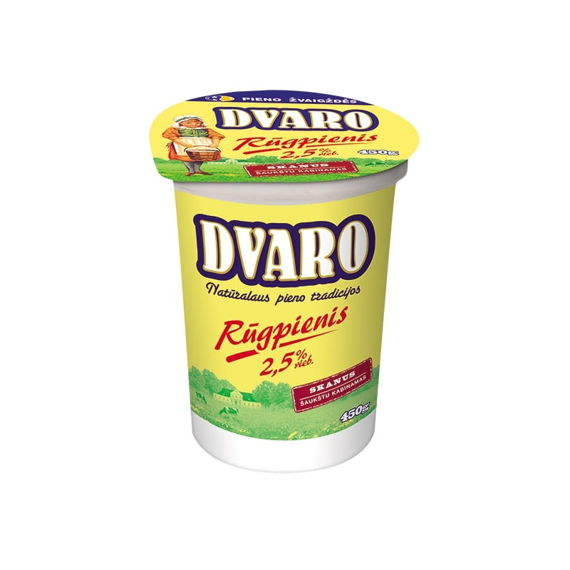 Rūgpienis DVARO 2.5% rieb., 450g