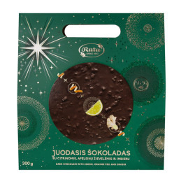 Juodasis šokoladas su  citrinomis, apelsinų žievelėmis ir imbieru 300g