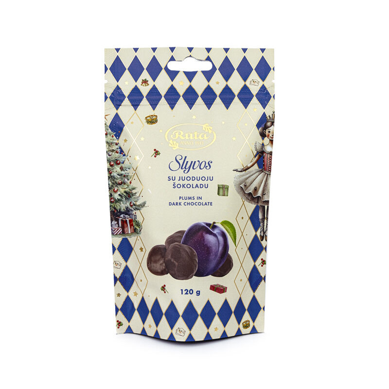 Slyvos su juoduoju šokoladu 120g/Rūta