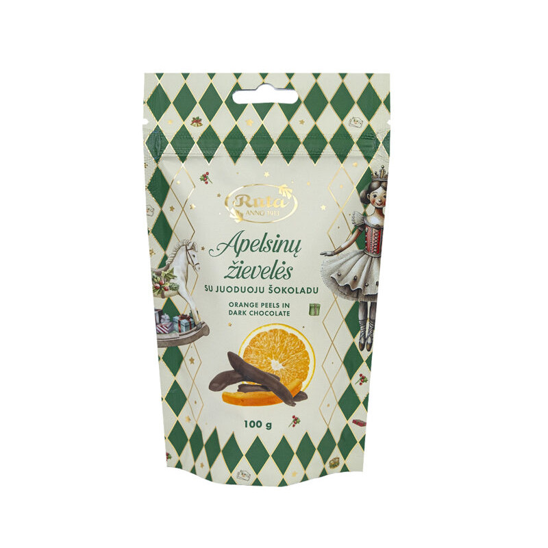 Apelsinų žievelės su juoduoju šokoladu  100g