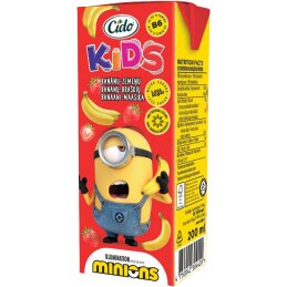 Sulčių gėrimas CIDO KIDS su bananų ir braškių sultimis, 200 ml