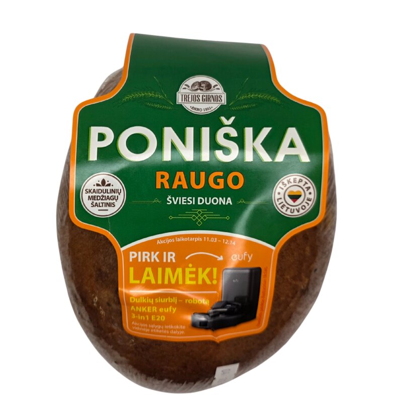 Duona Poniška 0,5kg raugo šviesi duona
