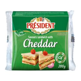 Lydytas sūris  President Cheddar  riekelėmis18% 10x20g
