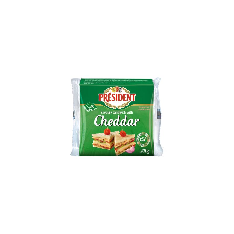 Lydytas sūris  President Cheddar  riekelėmis18% 10x20g
