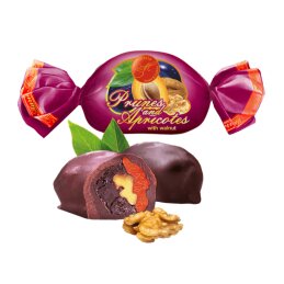 Saldainiai  Abrikosas - slyva su graikiniu riešutu