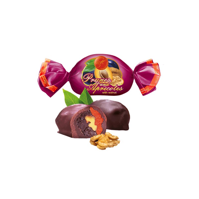 Saldainiai  Abrikosas - slyva su graikiniu riešutu