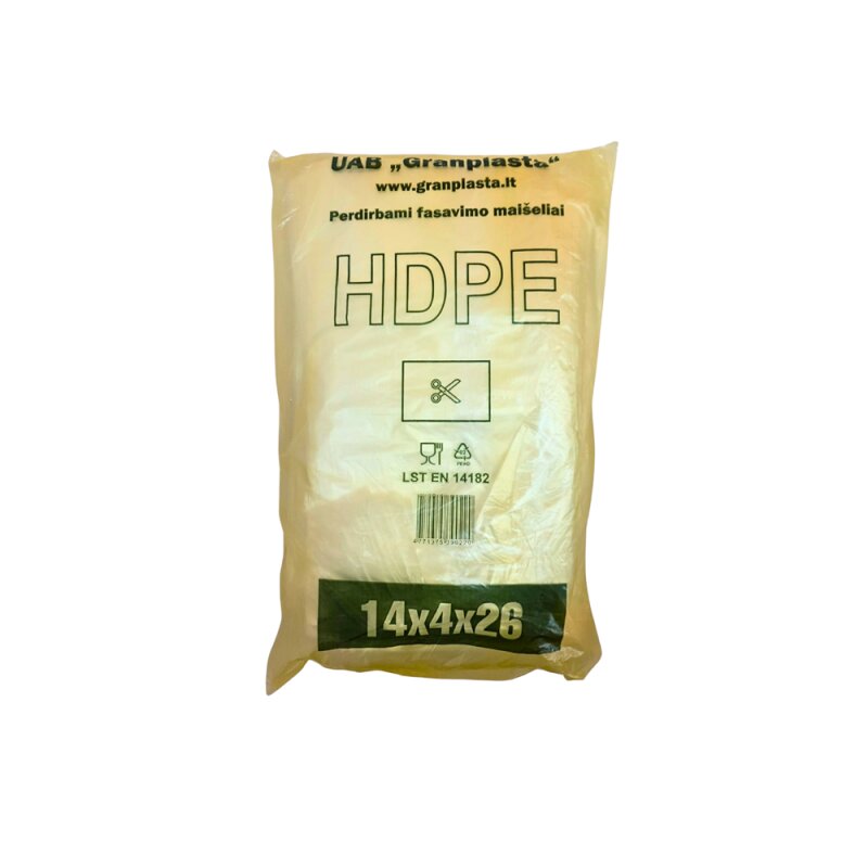 Fasavimo maišeliai 14x4x26 HDPE 8mikronų