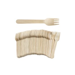 Vienkartinės medinės šakutės 100vnt 1606901