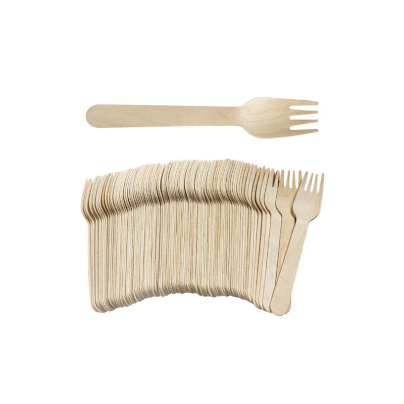 Vienkartinės medinės šakutės 100vnt 1606901