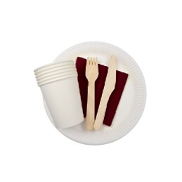 Ekologiškas vienkartinis popierinis indų rinkinys 6asmenims