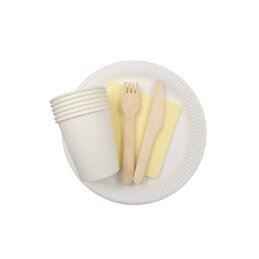 Ekologiškas vienkartinis popierinis indų rinkinys 6asmenims