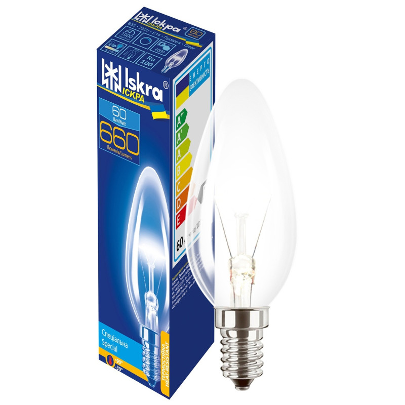 Elektros lemputė skaidri ISKRA  60W E14 B35 CL