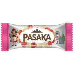 Glaistytas varškės sūrelis  Pasaka 21% 40g su avietėmis ir šokolado gabaliukais