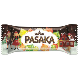 Šokoladu glaistytas varškės sūrelis  Pasaka  19% r. su saldainiais, 40g