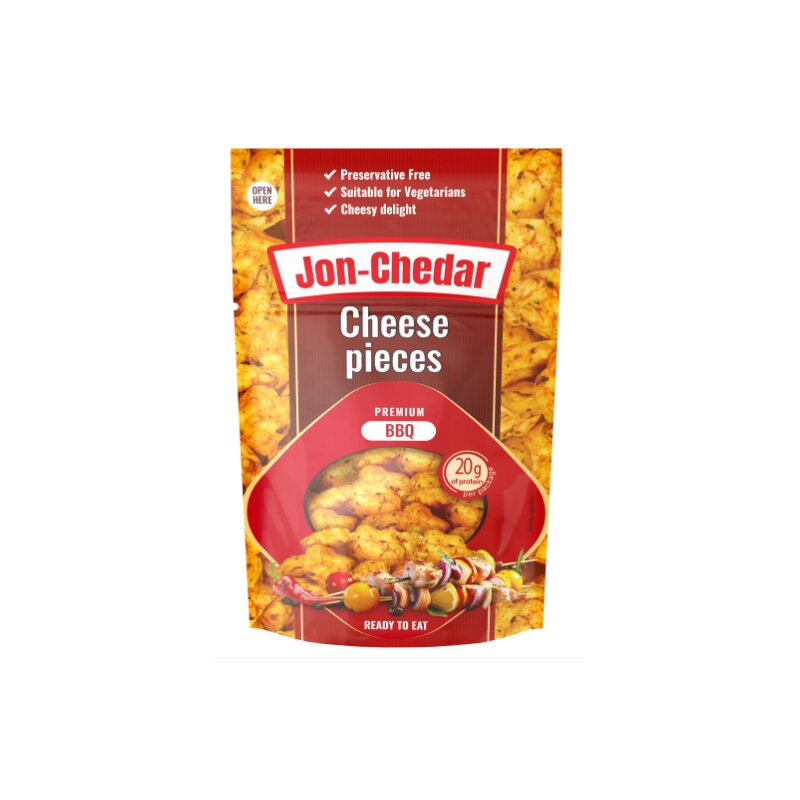 Kepti sūrio gabaliukai  Jon-Chedar  BBQ skonio 43% rieb.s.m., 80g