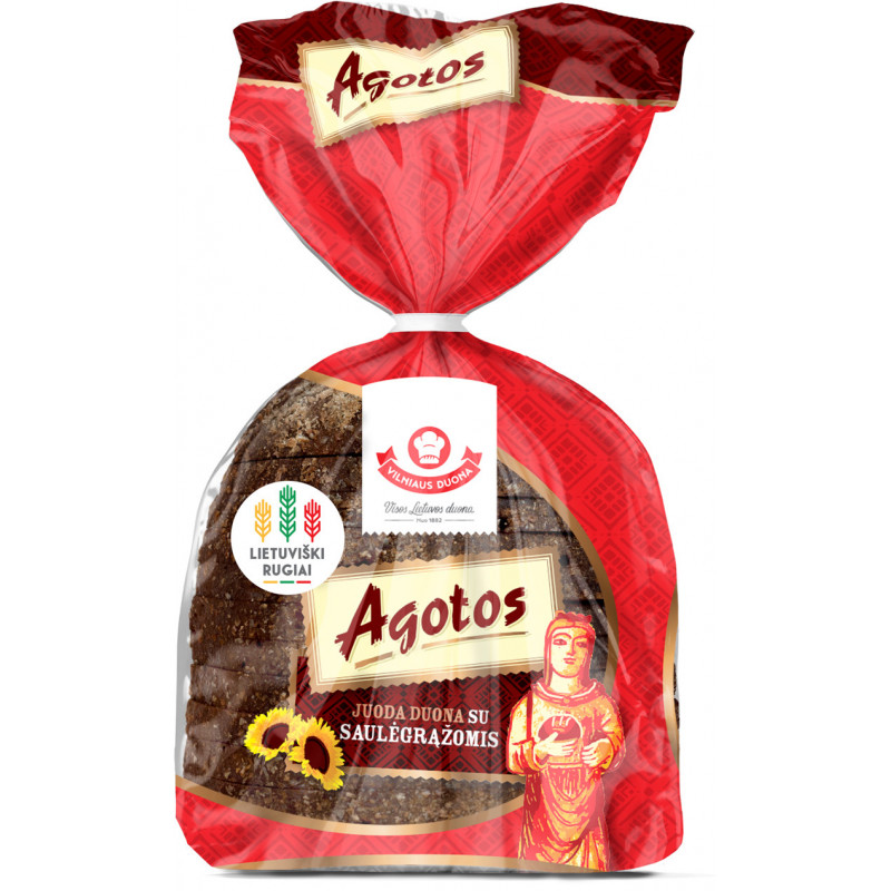 AGOTOS tamsi duona su saulėgrąžomis, 375g