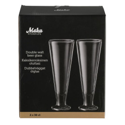 Stikliniai alaus bokalai 2vnt*300ml su dvigubomis sienelėmis 624293 Maku