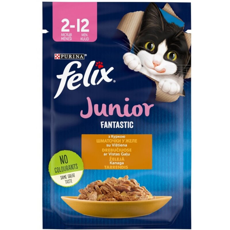 Katėms  Felix  Fantastic Junior 85g su vištiena