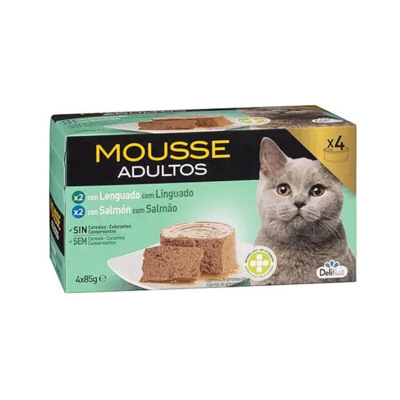 Kačių ėdalas 4*85g, skardinėse su žuvimi (lašiša - plekšnė)