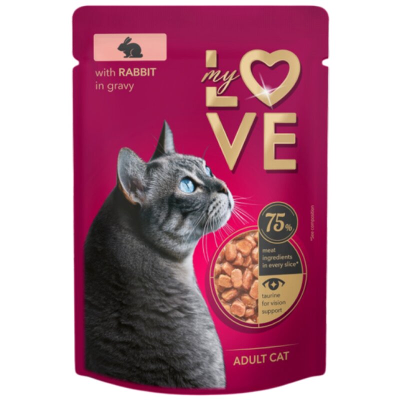 Konservuotas ėdalas katėms  My Love  su triušiena, 85g