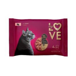 Konservuotas ėdalas katėms  My Love  su triušiena, 4x85g