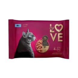 Konservuotas ėdalas katėms  My Love  su žuvimi padaže, 4x85g