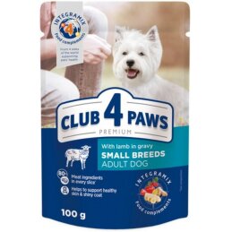 Konservuotas ėdalas mažų veislių šunims  Club4Paws  su ėriena padaže, 100g
