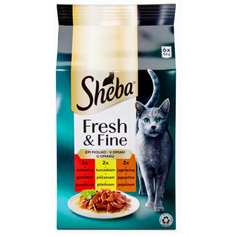 Konservuotas ėdalas katėms  Mini Sheba su mėsa 6x50g