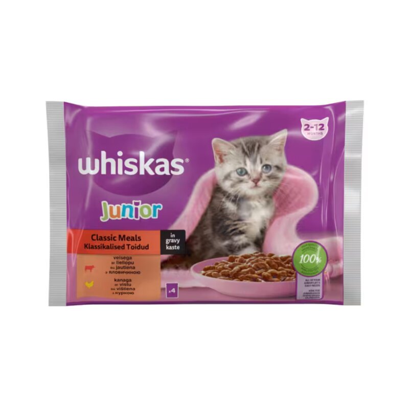 Konservuotas ėdalas kačiukams  Whiskas  Junior 4x85g