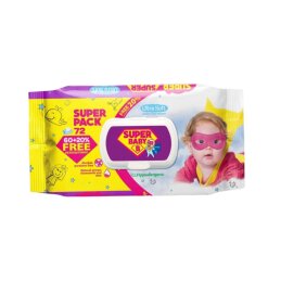 Drėgnos servetėlės  Super Baby  jautriai odai 72vnt