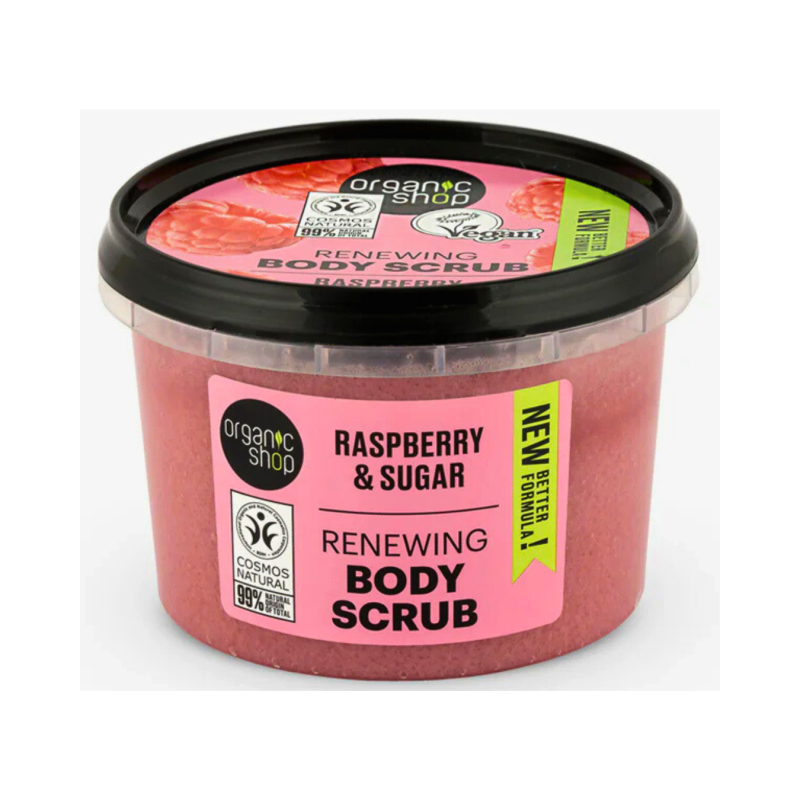 Kūno šveitiklis Organic Shop  aviečių-cukraus 250ml