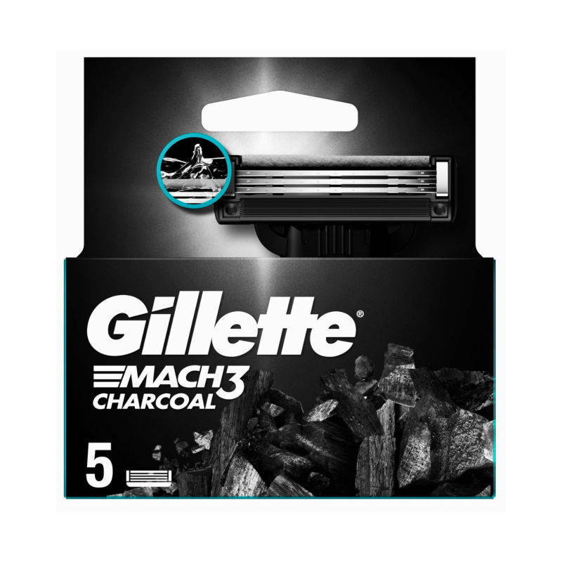 Skutimosi galvutės  Gillette Mach 3 Charcoal  5vnt