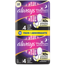 Higieniniai paketai  Always Platinum 10vnt secure night