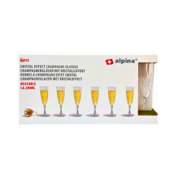 Plastikinės taurės šampanui  Alpina  200ml 6vnt