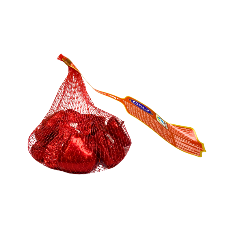 Šokoladinės figūrėlės  Only  100g širdelės tinklelyje