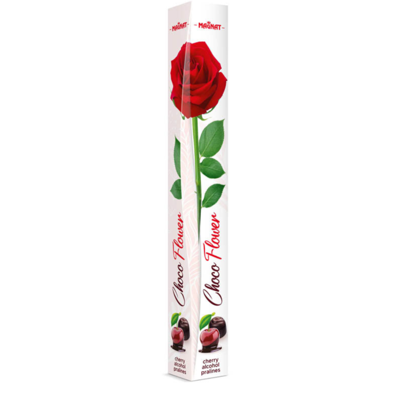 Saldainių dėžutė Choco Flower Cherry, 96g su vyšniomis ir alkoholiu